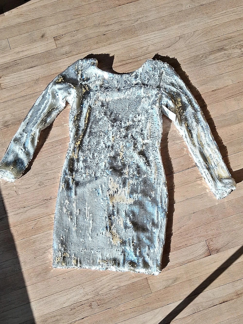 Dress the Population Silver Sequin Mini Dress Size XL NWT